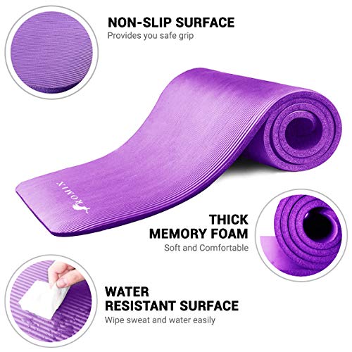 ROMIX Esterilla Yoga Antideslizante, 15MM Alta Densidad Gruesa y Suave Ecológica Almohadilla de Espuma de Memoria, Liviana Yoga Mat para Pilates Ejercicio Gimnasio Fitness Meditación Viaje (Púrpura)