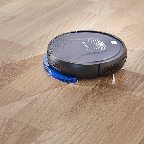 Rowenta RR6871WH Smart Force Explorer Aqua - Robot aspirador 2 en 1, aspira y friega, con sensores anticaída, bateria ion-litio de 150 minutos de autonomía, incluye mando a distancia y base de carga