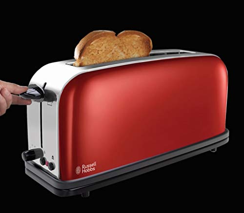 Russell Hobbs Colours Plus - Tostadora (Ranura Larga y Ancha, para 2 Rebanadas, Acero Inoxidable, Rojo) ref. 21391-56