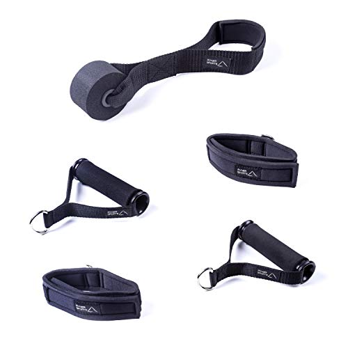 Ryher Gomas elásticas Fitness y Ejercicio - Set Bandas de Resistencia con Asas, Correas para los Tobillos, Anclaje para Puertas – Deporte en Casa, Crossfit, Pesas y Musculacion - Pack Extra Fuerte