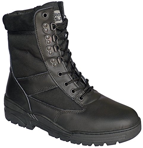 Savage Island Botas Negras Piel Tipo Militar, 43 EU