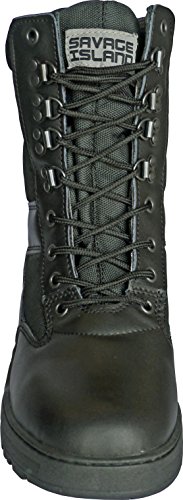 Savage Island Botas Negras Piel Tipo Militar, 43 EU