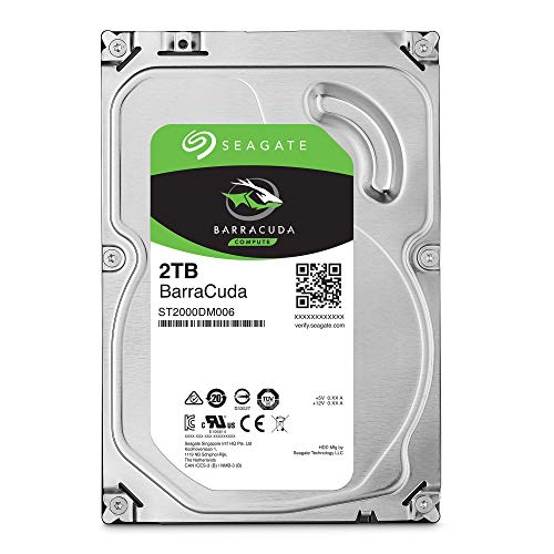 Seagate BarraCuda, 2TB, Disco duro interno, HDD, 3,5", SATA 6 Gb/s, 7200 r.p.m., 64 MB, caché para ordenador de sobremesa y PC (ST2000DM008)