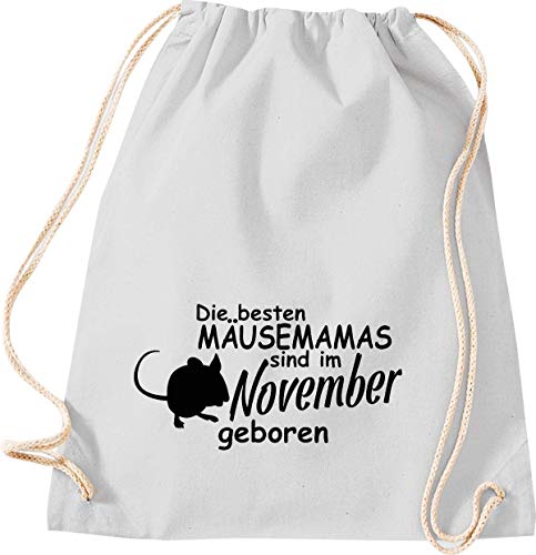 Shirtstown Turn Bolsa, los Mejores Ratones Son en noviembre Nacido Ratón de Color Animales domésticos, Gym Bolsa de Deporte, Color Gris Claro, tamaño 37 cm x 46 cm