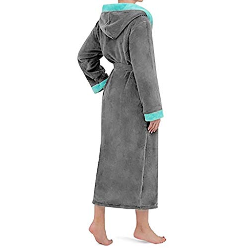 SHOBDW Albornoz Mujeres De Invierno De Manga Larga Sólido Súper Suave Mullido Felpa Franela Mantón SPA Gimnasio Albornoz Slee Toweling Ropa De Dormir Batas(Gris Oscuro,XL)