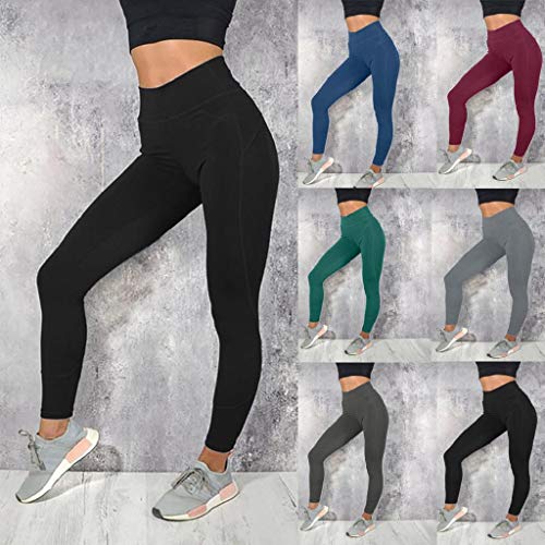 SHOBDW Pantalones Mujer Moda Sólido Delgado Suave Entrenamiento Yoga Leggings Medias Fitness Deportes Gimnasio Correr Yoga Capri Cintura Alta Estiramiento Pantalones Deportivos