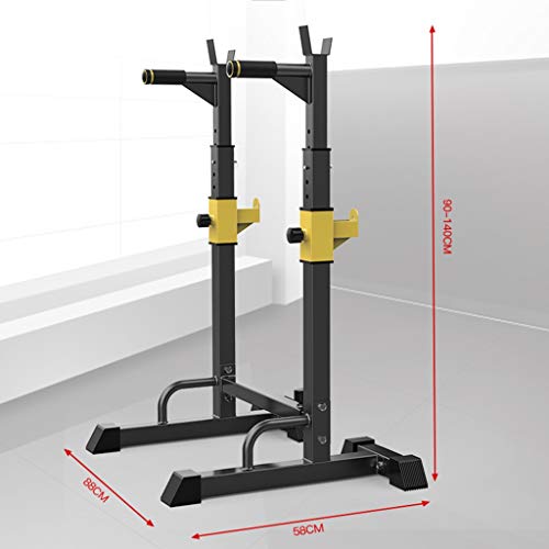 Silla de Fitness Jaula de Sentadillas Tabla de Pesos Home Press de banca Banco de Peso de la Barra de Bastidor Aptitud Conjunto de Equipos Press de banca con Barra Estante Bancos (Color : Black)