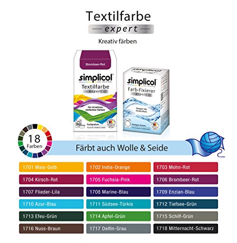 Simplicol Expert + fijador del Color Paquete de Kombi Fabric Dye: Tinte de Coloración para Textiles: Lavado a Mano o Lavadora - Blackberry Red Rojo