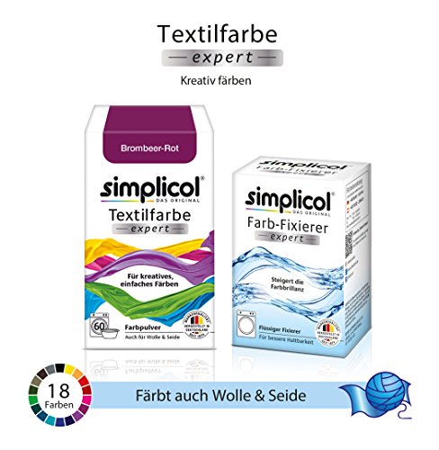 Simplicol Expert + fijador del Color Paquete de Kombi Fabric Dye: Tinte de Coloración para Textiles: Lavado a Mano o Lavadora - Blackberry Red Rojo