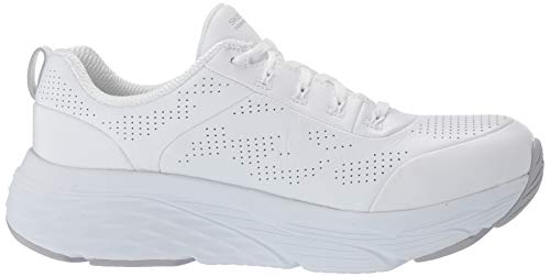 Skechers MAX Cushioning Elite-Step Up, Zapatillas para Mujer, Blanco (White Leather/Silver Trim WSL), 36 EU