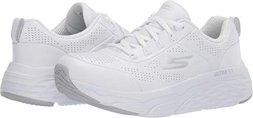 Skechers MAX Cushioning Elite-Step Up, Zapatillas para Mujer, Blanco (White Leather/Silver Trim WSL), 36 EU