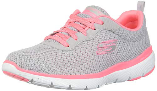 Skechers Women's FLEX APPEAL 3.0 Trainers, Grey (Light Grey Hot Pink Lghp), 5 UK 38 EU