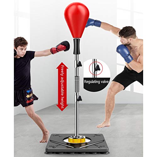 Slow Time Shop Prestigio de Boxeo Velocidad Bolsa de Boxeo, PU sólida Sacos de Altura Ajustable Saco de Boxeo for Adultos y Niños Boxing Punching Ball, 32 ventosas (Color : Rojo)