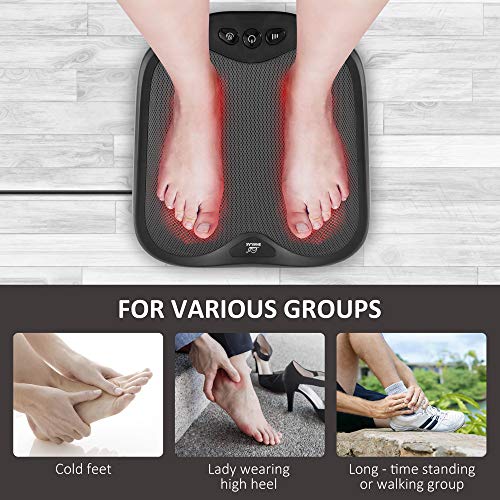 Snailax 2 en 1 masajeador de pies Shiatsu con calor, nudos de masaje flexibles para todos los tamaños de pies, calentador de pies, analgésico eléctrico