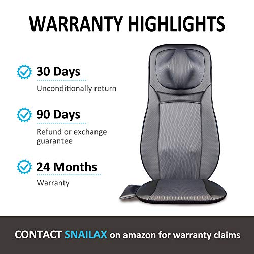 SNAILAX Silla de masaje Cojín de masaje de espalda Shiatsu con función de calor - Asiento de masaje para masaje de cuello y espalda para la oficina en el hogar SL233-ES