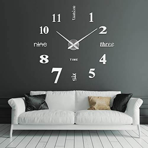 SOLEDI Reloj de Pared 3D, DIY Reloj de Etiqueta de Pared Decoración Ideal para la Casa Oficina Hotel