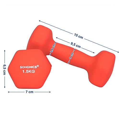 SONGMICS Juego de 2 mancuernas para Gimnasio y entrenamiento 2 x 1,5 kg SYL63OG