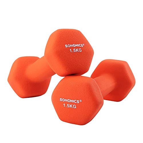 SONGMICS Juego de 2 mancuernas para Gimnasio y entrenamiento 2 x 1,5 kg SYL63OG