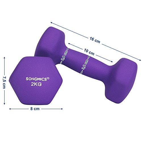 SONGMICS Juego de 2 Mancuernas para Gimnasio y Entrenamiento 2 x 2 kg SYL64PL