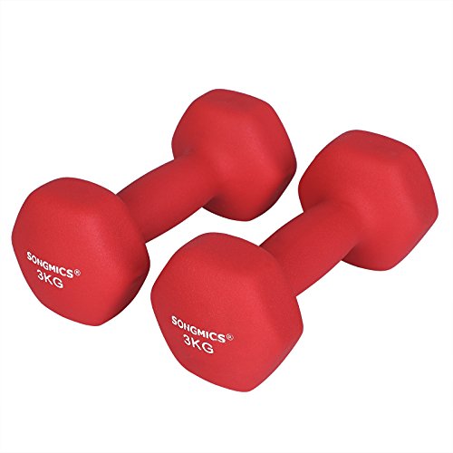 SONGMICS Juego de 2 Mancuernas para Gimnasio y Entrenamiento 2 x 3 kg SYL66RD