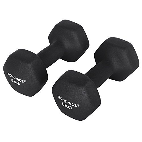 SONGMICS Juego de 2 Mancuernas para Gimnasio y Entrenamiento 2 x 5 kg SYL60BK