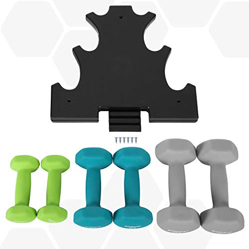 SONGMICS Juego de Mancuernas Hexagonales con Soporte - 2 x 1 kg, 2 x 2 kg, 2 x 3 kg, Verde Claro, Verde Agua, Gris, Neopreno con Acabado Mate, Pesas para Gimnasio en Casa SYL612GN