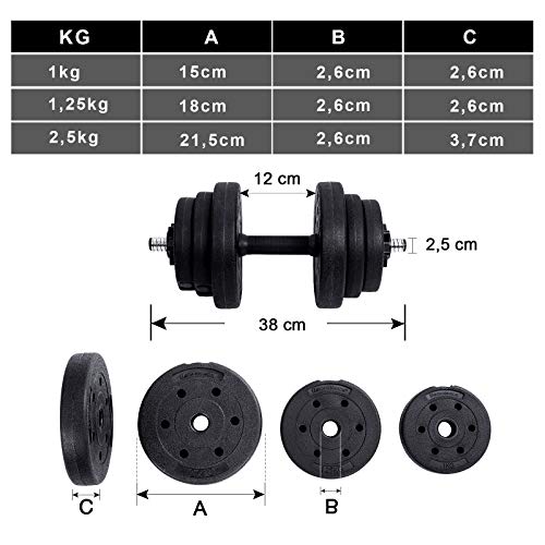 SONGMICS Juego de Pesas, Mancuernas de Fitness, Ideal para Hombres, 20 kg, Negro SYL20H