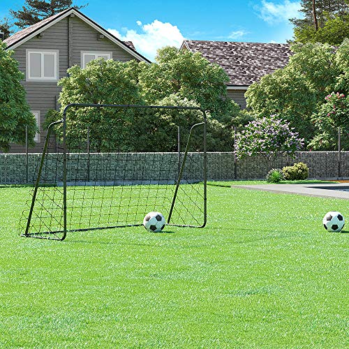 SONGMICS Portería de Fútbol para Niños, Red de fútbol, Montaje Rápido, para Jardín, Patio, Parque, Playa, Tubos de Hierro, Red de PE, Negro SZQ215BK