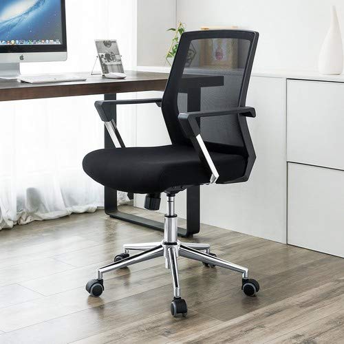 Songmics Silla giratoria de Oficina Silla de Escritorio de Malla Altura Ajustable Negro OBN83B