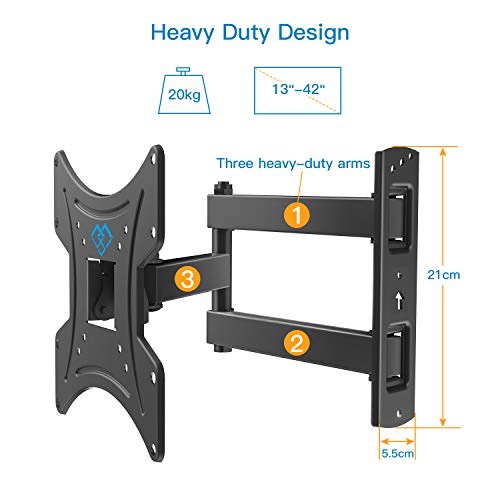 Soporte de Pared para TV 13¨-42¨ - Girar, Inclinar, Extender y Retraer - Montaje Televisor Sólido Carga hasta 20kg - Mejor Ángulo de Visión - Máx. VESA 200x200mm