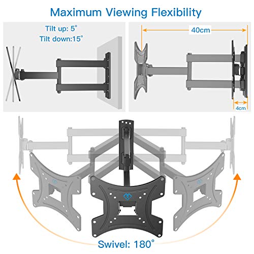 Soporte de Pared para TV 13¨-42¨ - Girar, Inclinar, Extender y Retraer - Montaje Televisor Sólido Carga hasta 20kg - Mejor Ángulo de Visión - Máx. VESA 200x200mm