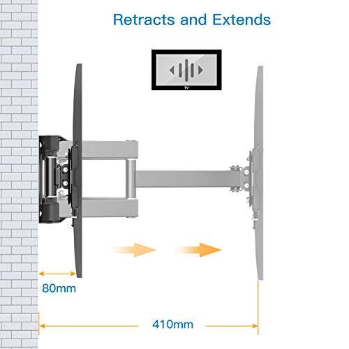 Soporte de TV Pared Articulado Inclinable Y Giratorio – Soporte De TV para Pantallas De 32-55” TV – MAX VESA 400x400mm, para Soportar 45kg, Cable HDMI Y Nivel De Burbuja Incluidos