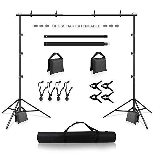 Soporte para telón de fondo, Heorryn de 2,6 x 3 m de fondo, soporte ajustable para fotografía de muselina, sistema de apoyo para estudio de fotografía y vídeo