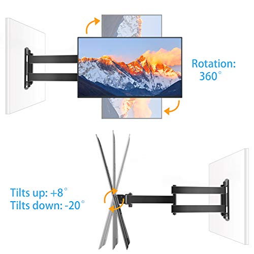 Soporte Universal de Pared para TV Giratorio, inclinable y rotatorio - Se Adapta a los televisores de Pantalla Plana LCD/LED de 10-35" - Extiende 43.59cm - Soporta hasta 20kg - MAX VESA 100X100mm