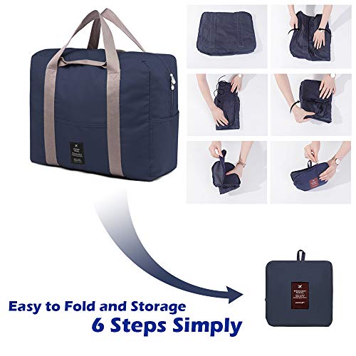 SPAHER Bolsa de Equipaje Bolsas de Viaje Plegable Duffle Bag Ligero Impermeable Organizador de Hombro de Almacenamiento de Transporte de Bolsas para IR de Compras Gimnasio Deportes Camping 40L Armada