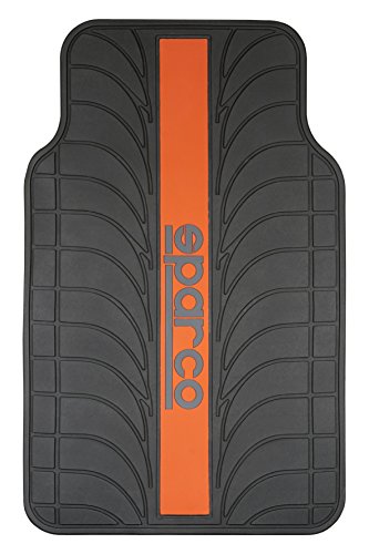 SPC SPC1913RS Juego de Alfombra Goma Color Franja Logo SPARCO Universal, Rojo/Negro, Set de 4