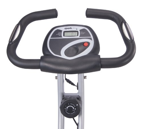 SportPlus X-Bike – Bicicleta Estática con Monitor de Frecuencia Cardíaca – Sistema de Frenos Magnético con 8 Niveles de Resistencia – Max. Peso de Usuario 100 kg – Plegable