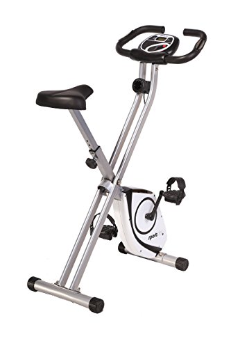 SportPlus X-Bike – Bicicleta Estática con Monitor de Frecuencia Cardíaca – Sistema de Frenos Magnético con 8 Niveles de Resistencia – Max. Peso de Usuario 100 kg – Plegable