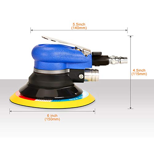 SPTA 150 mm lijadora orbital excéntrica amoladora de aire comprimido, Pulidora de molino de aire Herramientas eléctricas + 12 unids lijado papeles