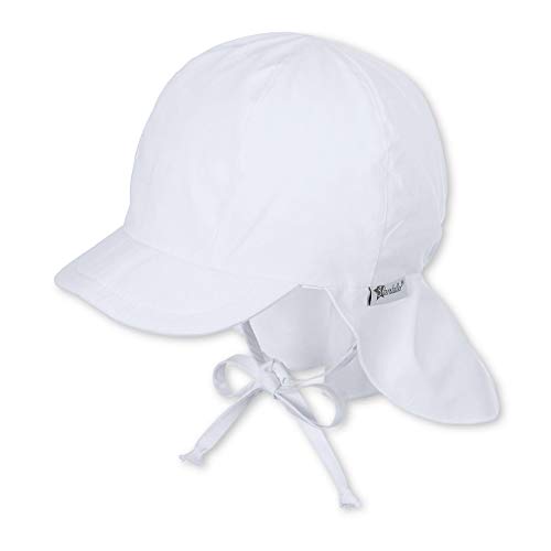 Sterntaler Gorro con visera y protector de cuello, Con cintas, Edad: 2-4 años, Tamaño: 53, Blanco