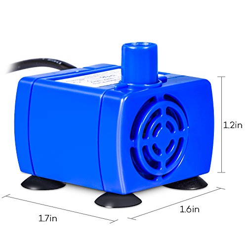 Submersible Water Pump, Replacement Pump for Flower Cat Fountain, Ultra Quiet Pet Aquarium Water Pump, 12V Electric Water Pump, 1.6L Pet Water Fountain of Low Power Consumption, 1.8m Long Cable, Blue