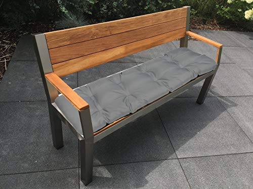 SuperKissen24 Cojín para Banco Exterior 140x50 cm Asiento Cómodo e Impermeable para Bancos y Columpios de Jardín, Terraza - Gris