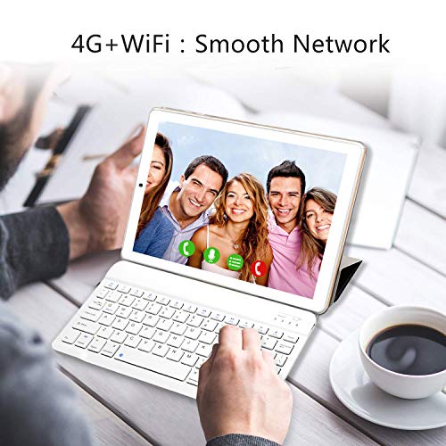 Tablet 10 Pulgadas YOTOPT, 4GB de RAM y 64 GB de Memoria 4G LTE Tableta Android 9.0 Certificado por Google GMS Dobles SIM y TF, GPS WiFi Soporte (Oro)