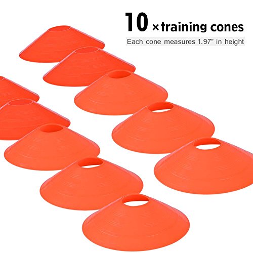 Tbest Equipo de Entrenamiento de Velocidad, Kit de Entrenamiento de Agilidad de Velocidad, Escalera Plana de 19 pies + 10 Piezas de Conos de Disco para Entrenamiento atlético(Naranja)