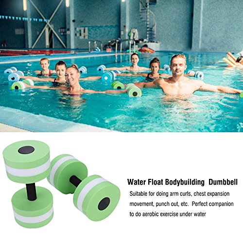 Tbest Mancuernas Agua Ejercicio Fitness,1 Par Mancuernas Agua Aqua Mancuernas Espuma EVA Flotar Culturismo Entrenamiento Fitness Gimnasio Yoga Natación Acuático Mancuerna Barra con Pesas (Verde)