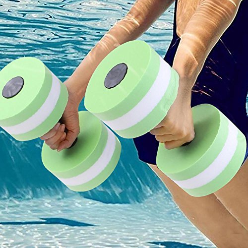 Tbest Mancuernas Agua Ejercicio Fitness,1 Par Mancuernas Agua Aqua Mancuernas Espuma EVA Flotar Culturismo Entrenamiento Fitness Gimnasio Yoga Natación Acuático Mancuerna Barra con Pesas (Verde)