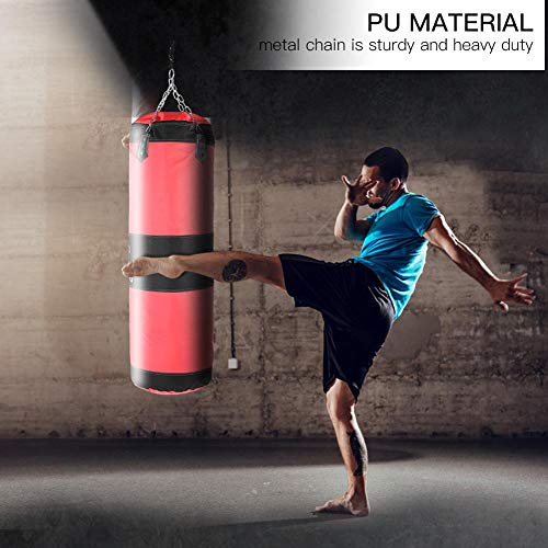 Tbest Sacos de Suelo Saco de Boxeo para Artes Marciales,Entrenamiento Vacío Gancho de Boxeo Kick Sandbag Fight Karate Punch Punching Sand Bag Bolsa de Arena(1m-Rojo)