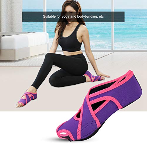 Tbest Zapatillas Calcetines de Yoga Antideslizantes, Calcetines de Pilates de Yoga con Dedos de Pies Zapatillas de Entrenamiento de Baile con Empuñaduras para Pilates Ballet Hombres Mujeres