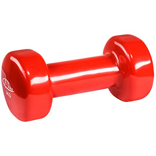 TecTake Conjunto de Mancuernas de Vinilo Pesas Aerobic | Superficie Antideslizante | Varios Modelos (3kg | Rojo | no. 402360)