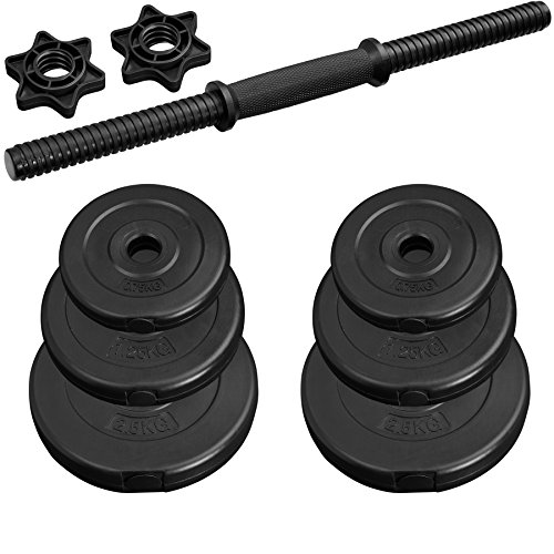 TecTake Mancuerna con Pesas Halteras de Fitness | Forro de plástico | Superficie de Agarre estriada para un Agarre Seguro - Varios Modelos (10 kg | no. 402583)